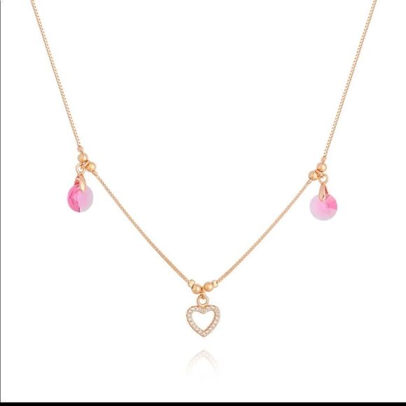 CHOKER AMORE Swarovski Crystal ZIRCONIA + ROSÉ GOLD PLATED - Picture 1 of 8